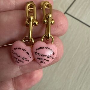 Brand new upcycled Tiffany & Co. Pink Heart Earrings
